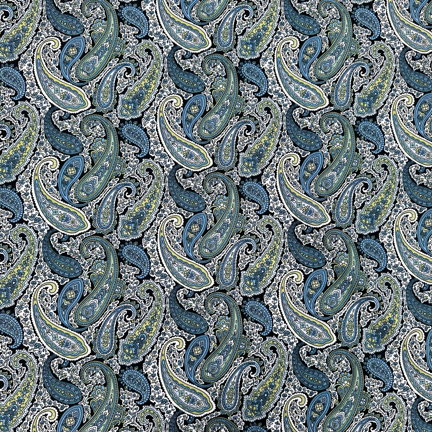 Deep Ocean Paisley Pima Cotton Lawn