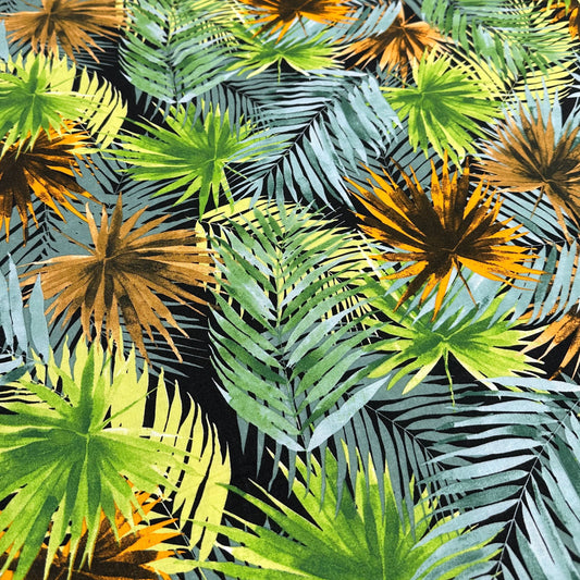 Palm Fans Linen Viscose Blend - 1M Remnant