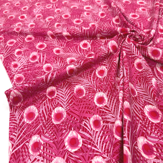 Pink Peacock Eyes Viscose Jersey