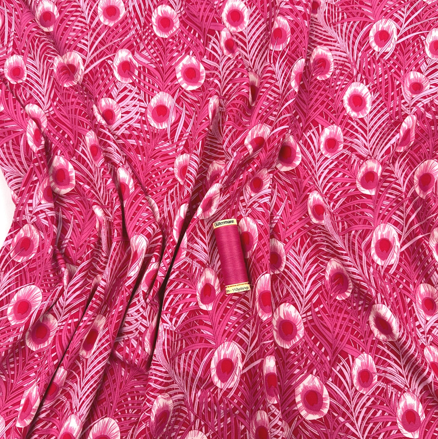 Pink Peacock Eyes Viscose Jersey