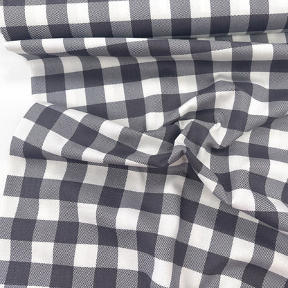 Picnic Check Waterproof Cotton Canvas - Grey