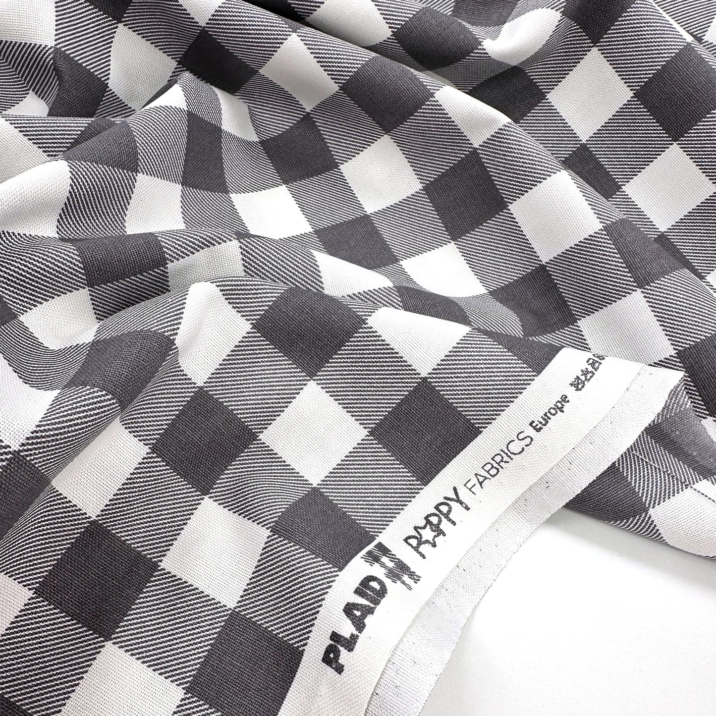 Picnic Check Waterproof Cotton Canvas - Grey