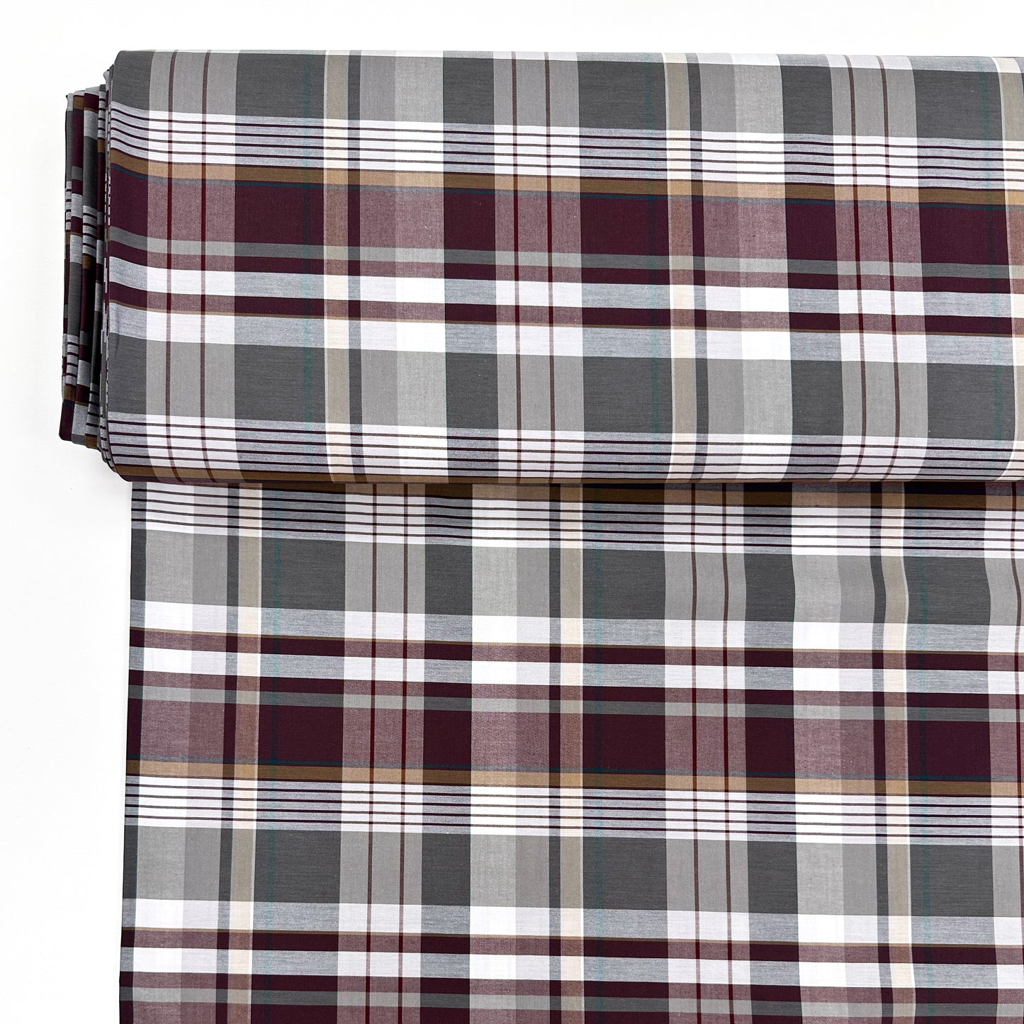 Platinum Berry Cotton Check Shirting - 55CM Remnant