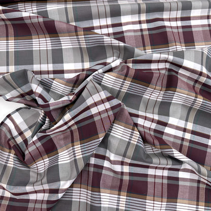 Platinum Berry Cotton Check Shirting - 1.4M Remnant