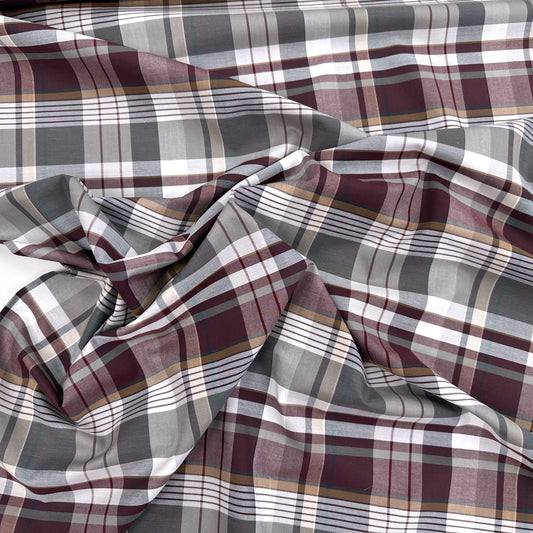Platinum Berry Cotton Check Shirting