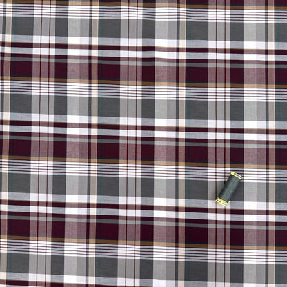Platinum Berry Cotton Check Shirting - 1.4M Remnant