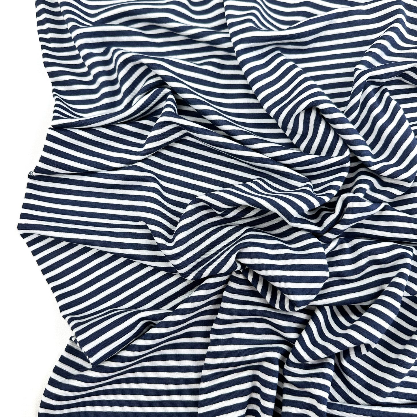 Blue Stripe Viscose Jersey - Denim