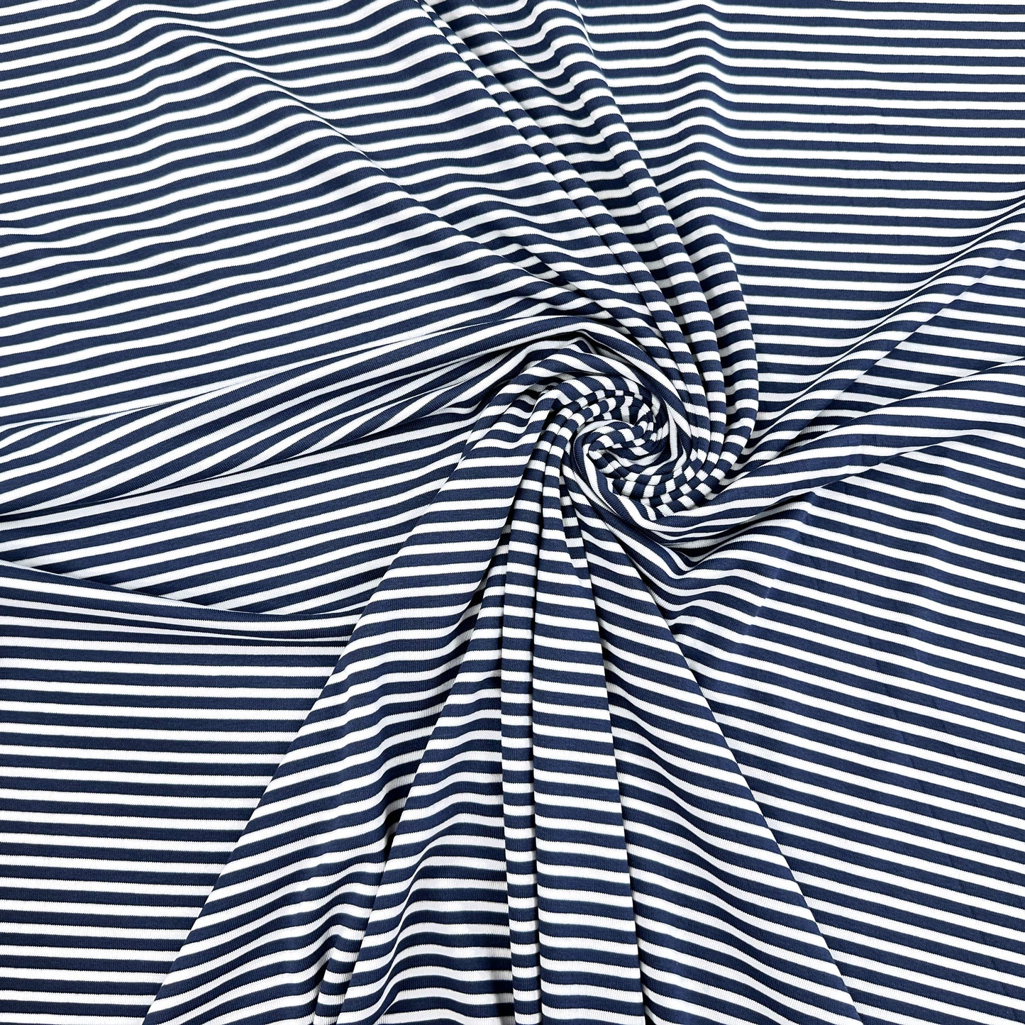 Blue Stripe Viscose Jersey - Denim