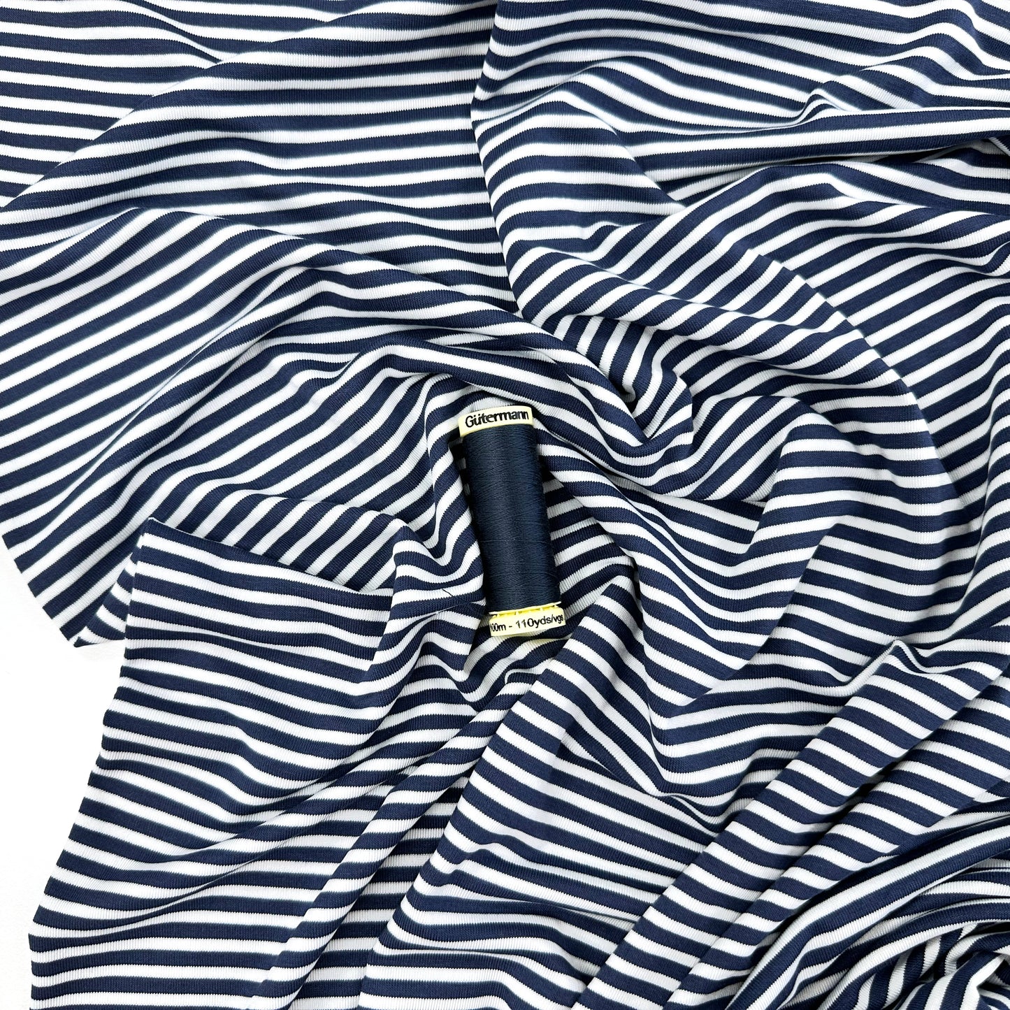Blue Stripe Viscose Jersey - Denim