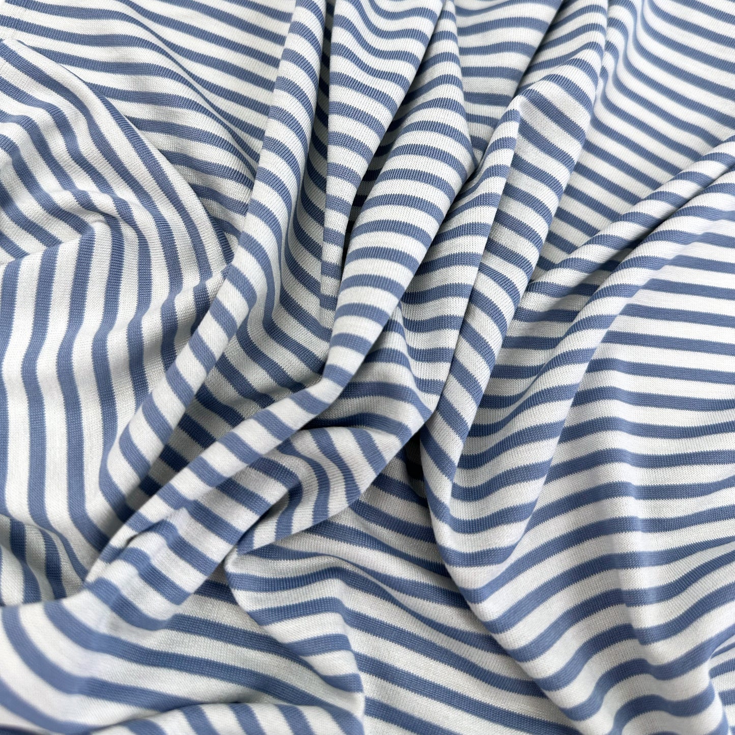 Blue Stripe Viscose Jersey - Light Blue
