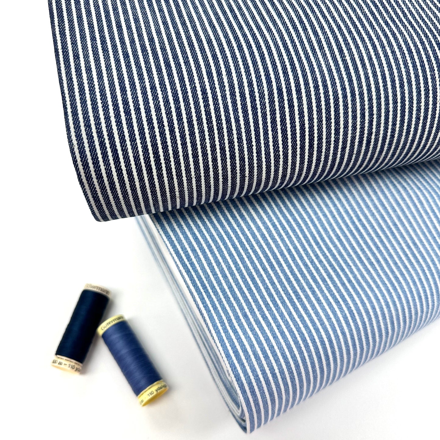 Yarn Dyed Washed Denim - Dark Stripe