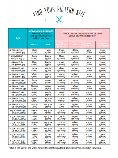 Tilly and the Buttons Jaimie Pyjama Shorts or Trousers - UK Sizes 4-34