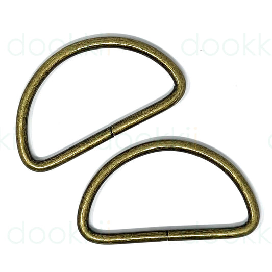 Metal D Rings - 50mm - Antique Brass