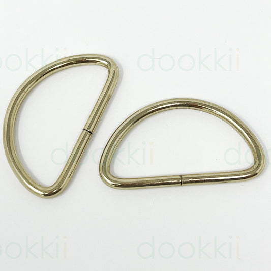 Metal D Rings - 50mm - Bright Brass