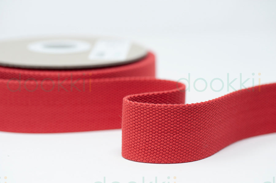 38mm Cotton Webbing - Washed Red