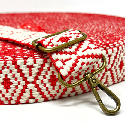 38mm Tapestry Webbing - Red/Natural