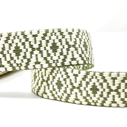 38mm Tapestry Webbing - Soft Green/Natural