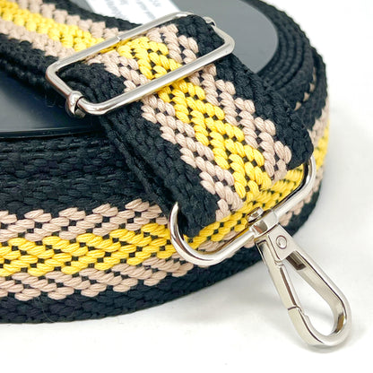 38mm Webbing - Arrow Weave - Black/Taupe/Gold