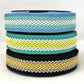 38mm Webbing - Arrow Weave - Turquoise/Ecru/Yellow
