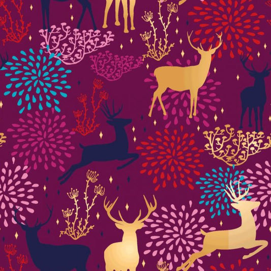 Colourful Times Christmas by Stitch It - Reindeer Forest - Mulberry