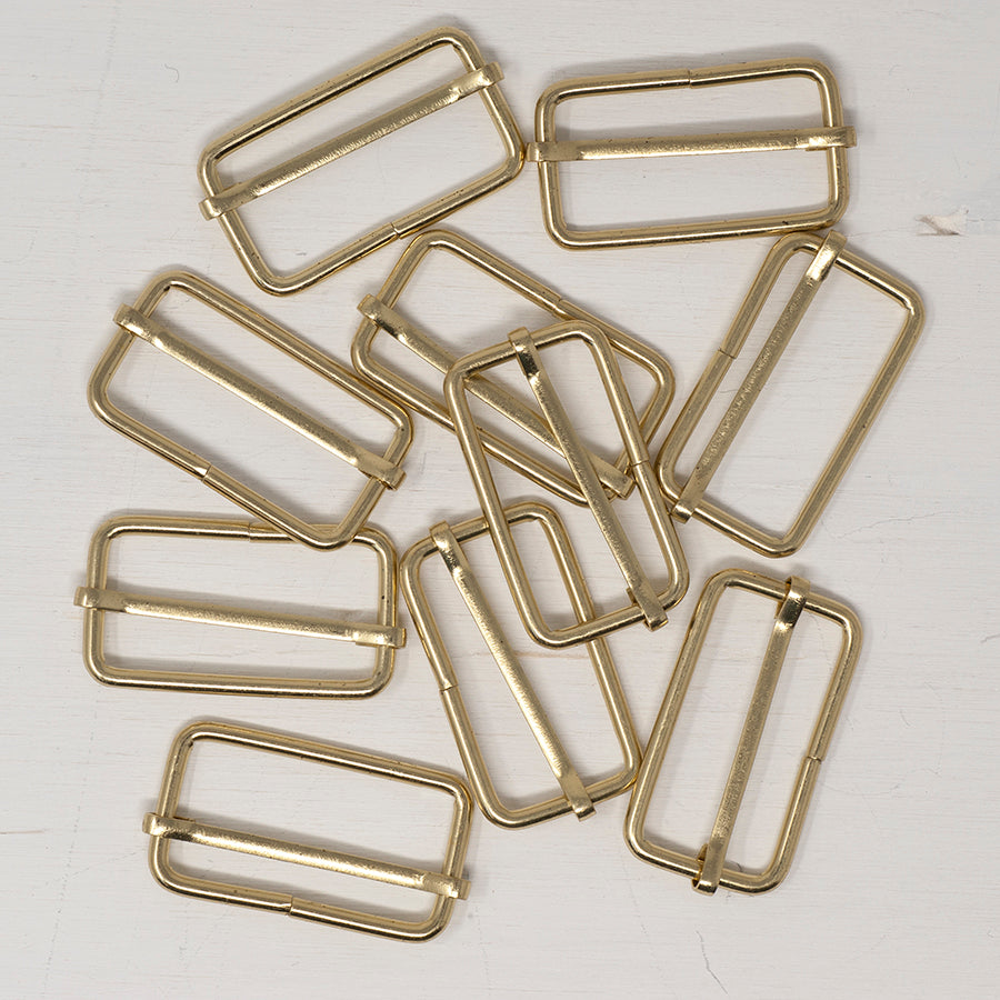 Metal Strap Slider - 38mm - Bright Brass