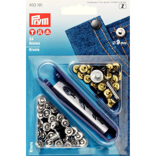 Prym Jeans Rivets - 9mm - Silver/Black