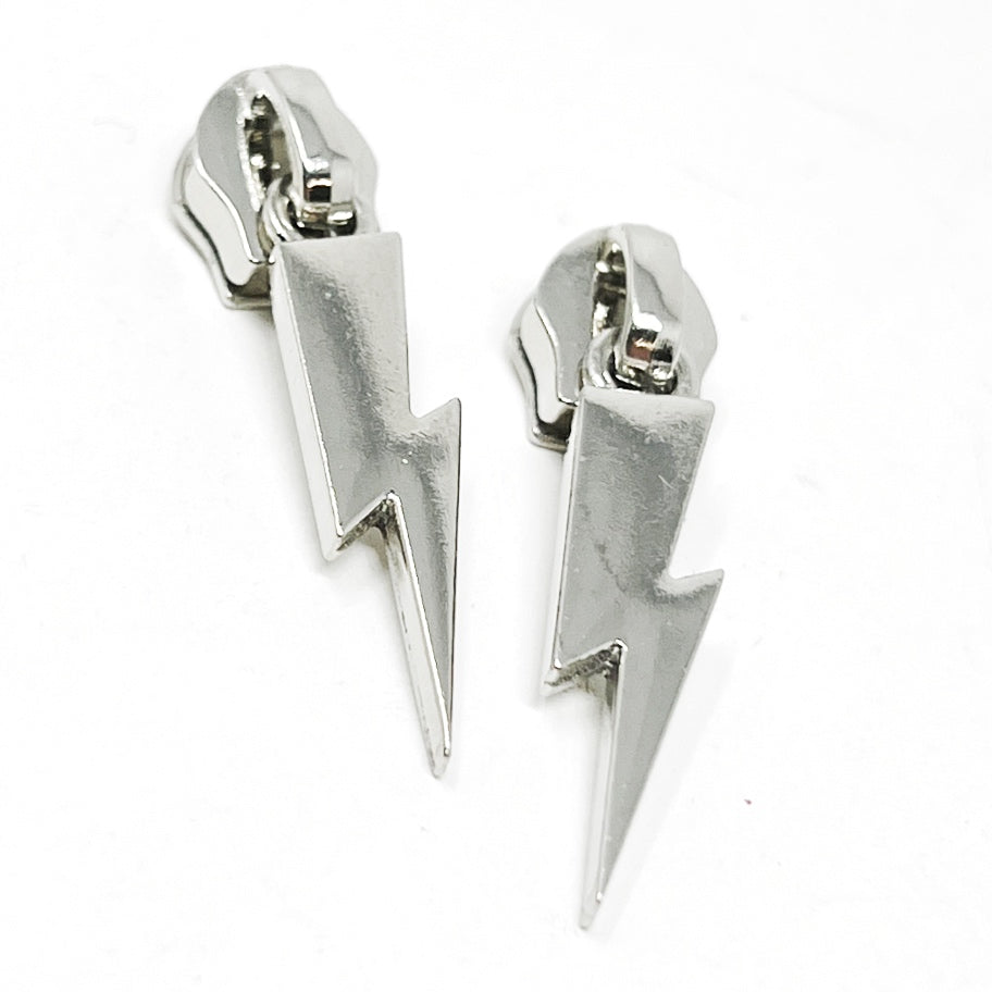 Zip Sliders - 6mm/No.5 - Lightning Bolt - Silver