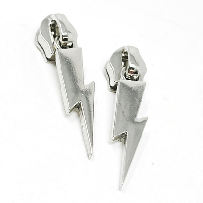 Zip Sliders - 6mm/No.5 - Lightning Bolt - Silver