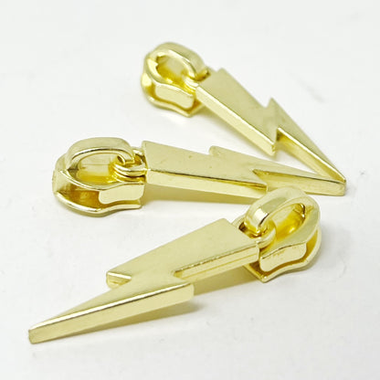 Zip Sliders - 6mm/No.5 - Lightning Bolt - Bright Brass