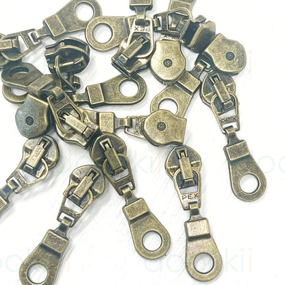 Zip Sliders - 6mm/No.5 - Antique Brass