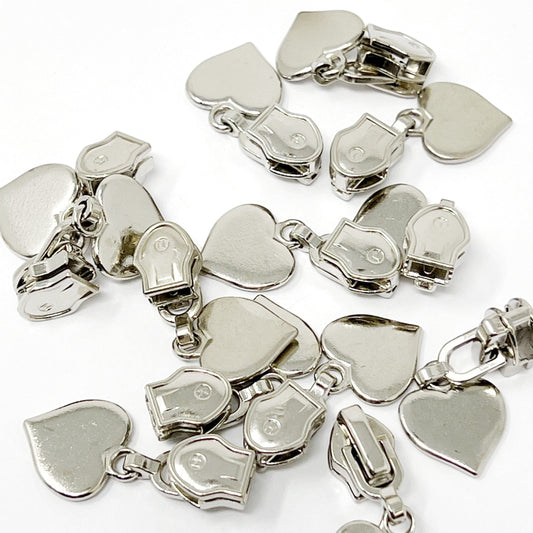 Zip Sliders - 6mm/No.5 - Silver Heart