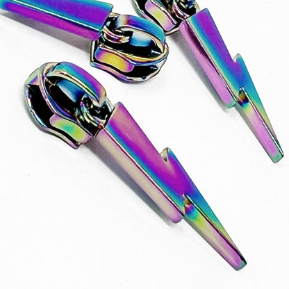 Zip Sliders - 6mm/No.5 - Lightning Bolt - Rainbow
