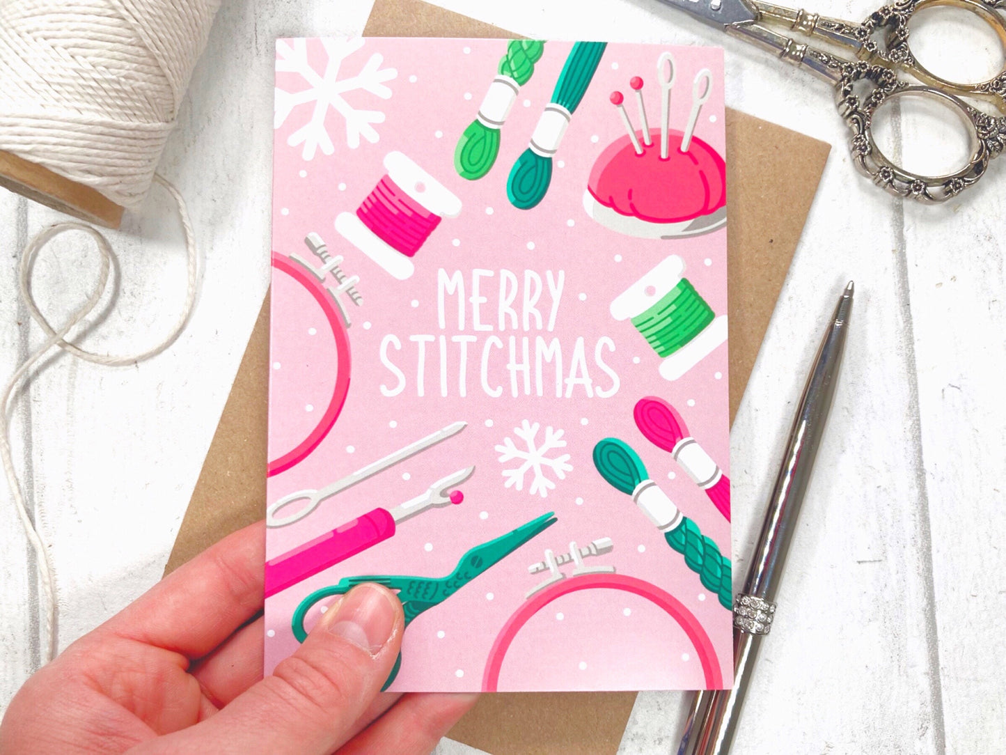 Xmas Stitch - A6 Greetings Card by Little Green Stitches