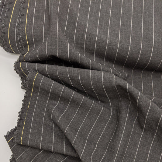 Charcoal Pin Stripe Wool Blend Suiting