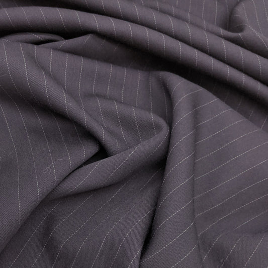 Navy Pin Stripe 100% Wool Suiting