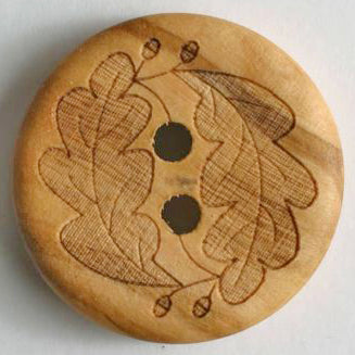 Leaf Design Wooden Button - 20mm
