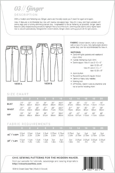 Closet Core Patterns Ginger Skinny Jeans