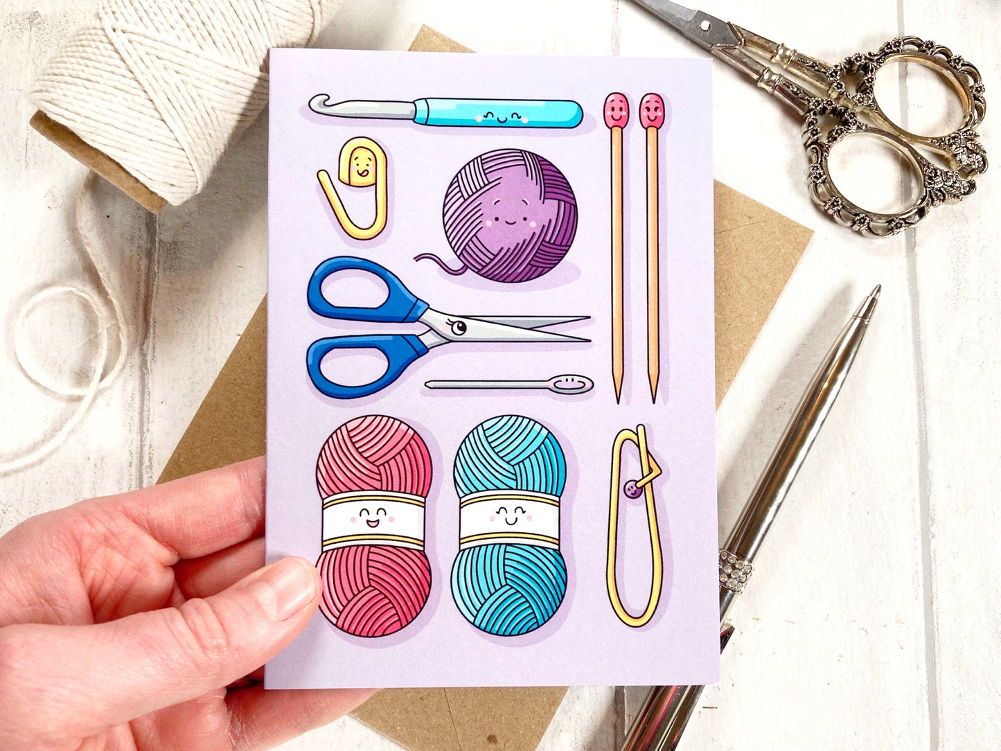 Cute Knit - A6 Greetings Card by Little Green Stitches