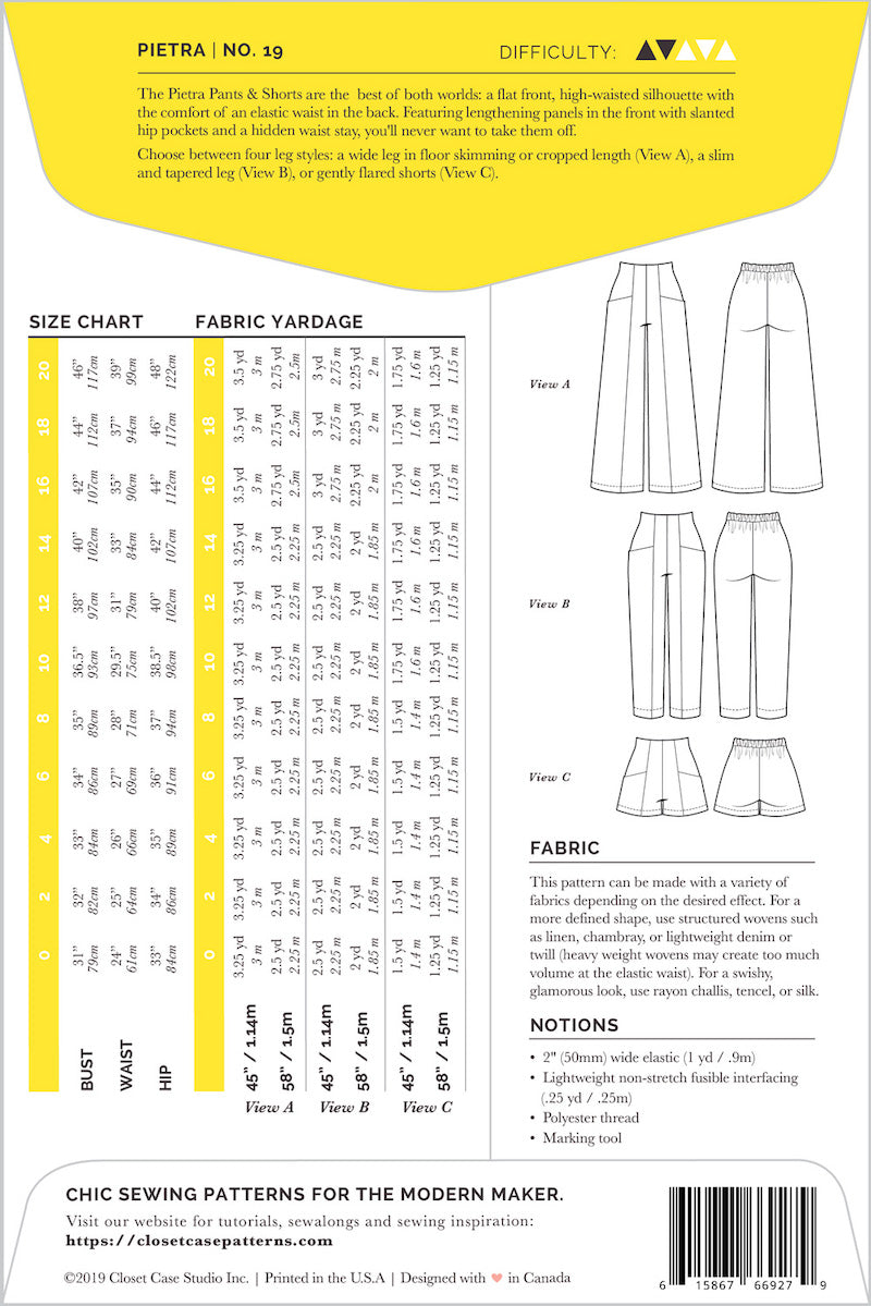 Closet Core Patterns Pietra Trousers & Shorts