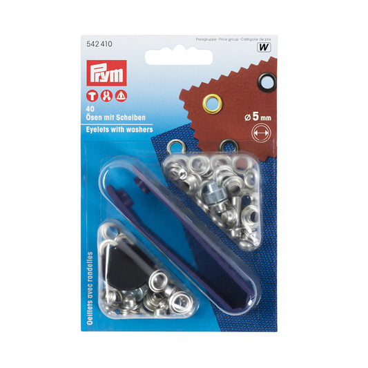 Prym Eyelets and Washers - Silver - 5mm