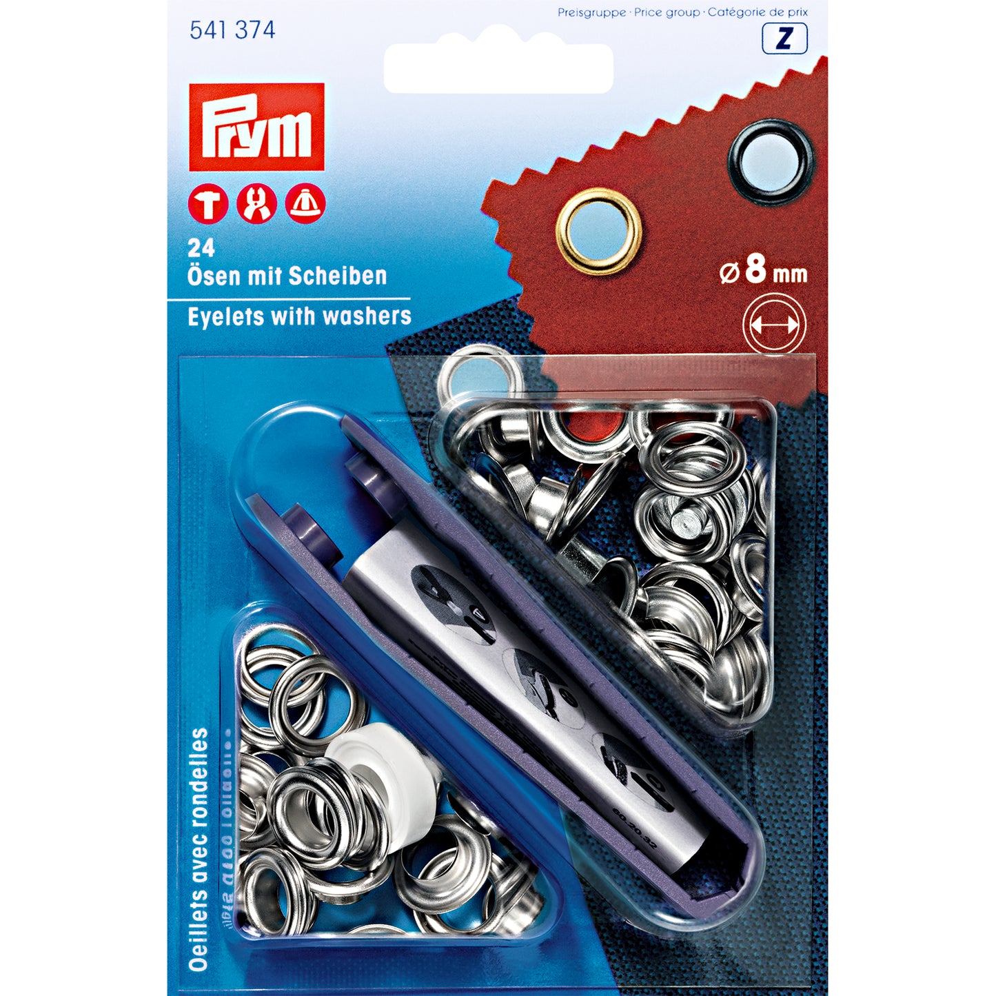 Prym Eyelets and Washers - Silver - 8mm