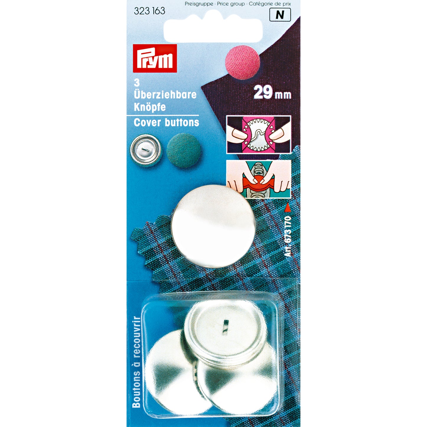 Prym Cover Buttons - Silver - 29mm