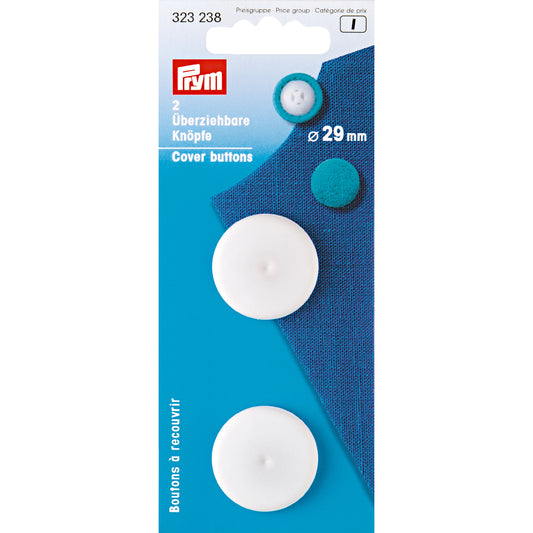 Prym Cover Buttons - White - 29mm