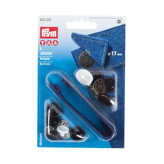 Prym No Sew Jeans Buttons 17mm - Laurel Wreath
