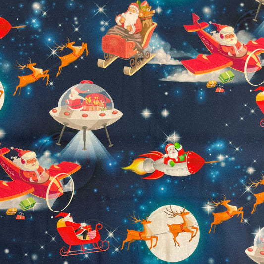Santa In Space - Digitally Printed Cotton