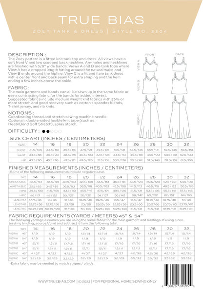 True Bias Zoey Tanks & Dress Sizes 14 - 32
