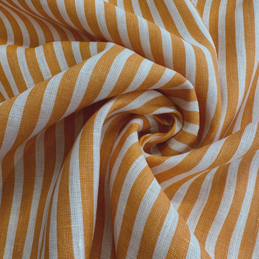 Tangerine Stripe 100% Linen