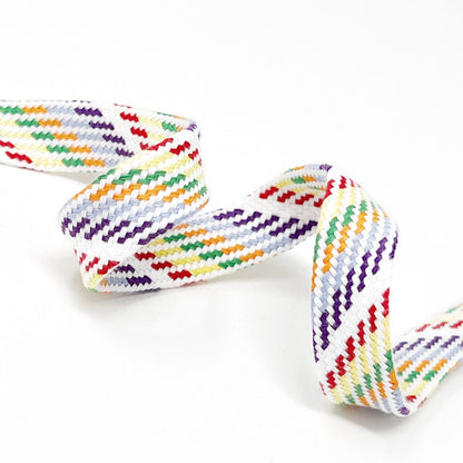 14mm Flat Drawstring Tape - Light Rainbow