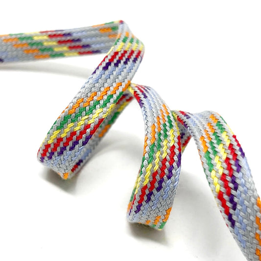 8mm Flat Drawstring Tape - Dark Rainbow