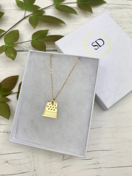 Gold Mirror Acrylic Thimble Necklace